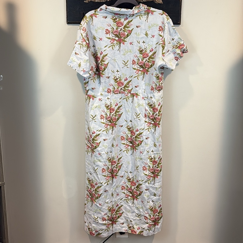 Vintage Lanz of Salzburg Linen Floral Button Down Maxi Dress Size 14 - Picture 7 of 13